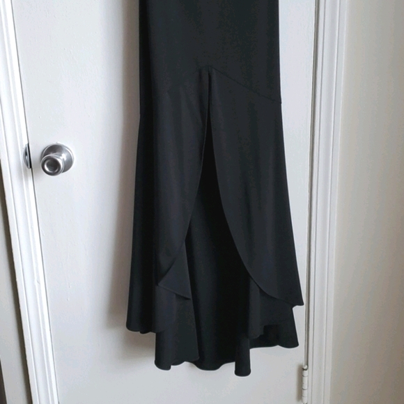 Black Evening Gown with Plunging Neckline - Picture 3 of 4